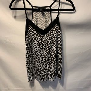 H&M Black White Zigzag Top Size Small